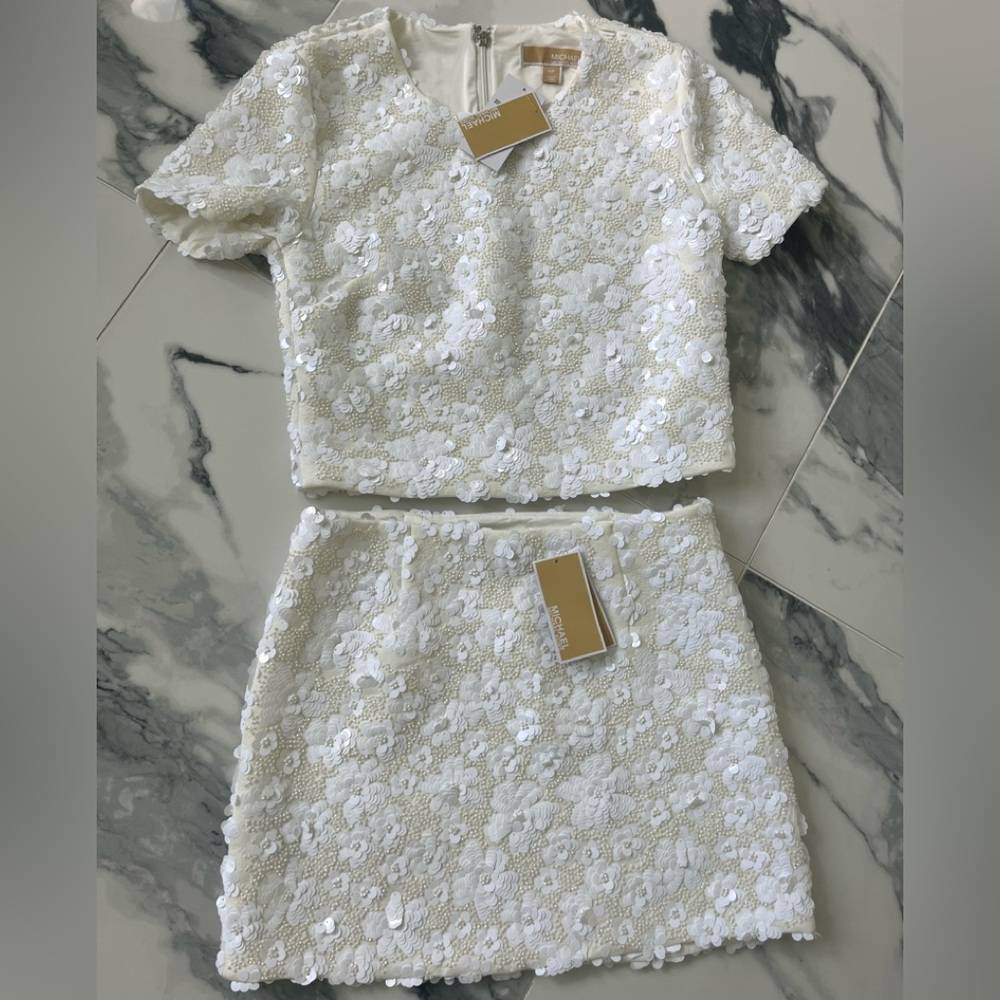Michael Kors White Floral Mini Skirt